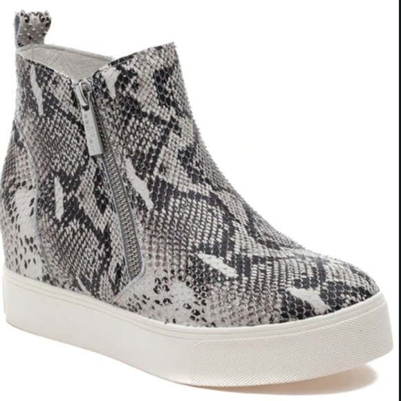 snakeskin sneaker wedges